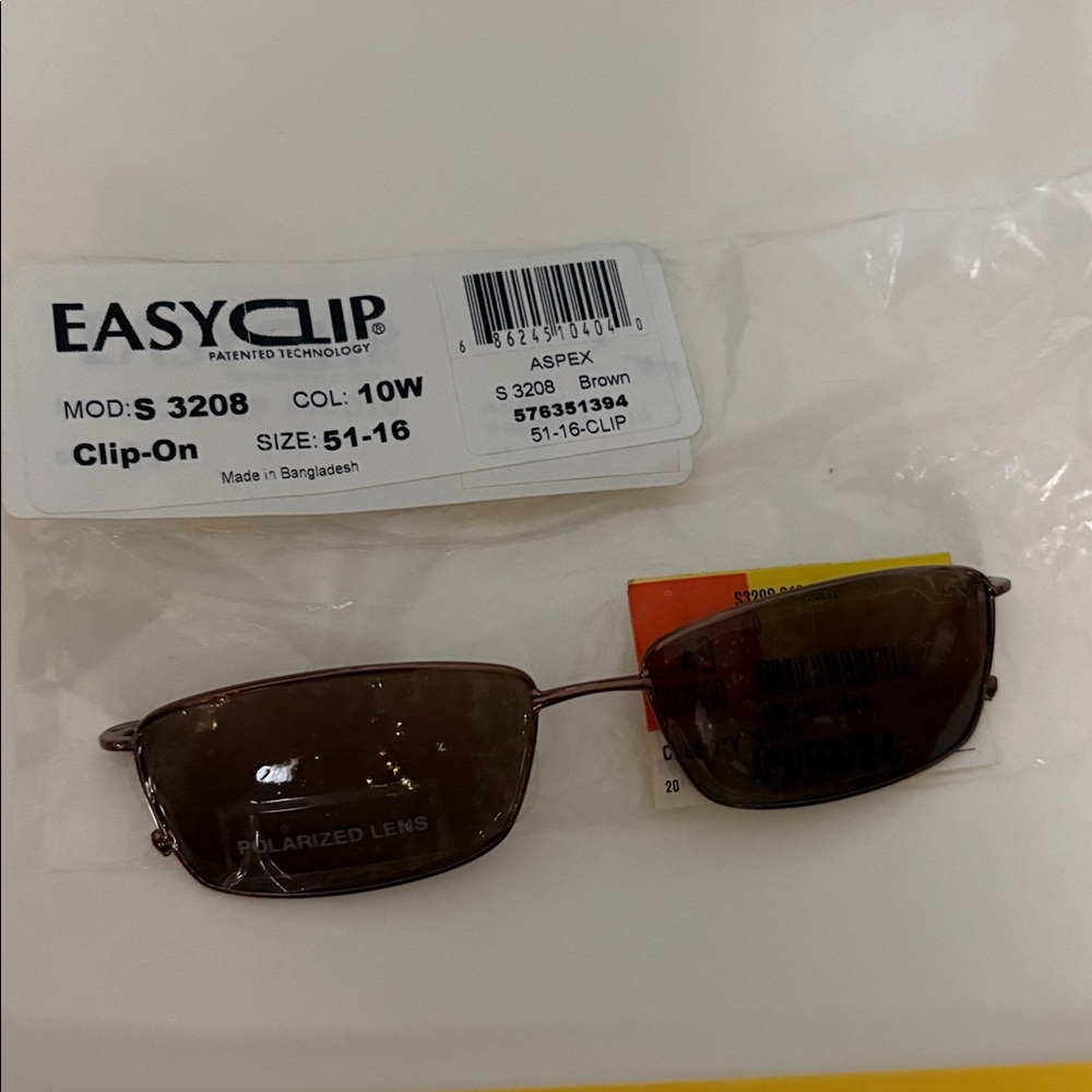 Easyclip Brown Polarized clip on Sunglasses 3208 51-16 ASPEX new for eyeglasses